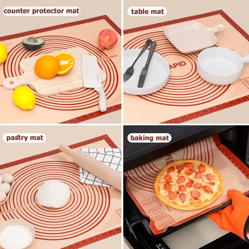 Sapid Extra Thick Silicone Pastry Mat Non-slip with Measurements for Non-stick Silicone Baking Mat Extra Large, Dough Rolling, Pie Crust, Kneading Mats, Countertop, Placement Mats (20" x 28", Red) - Image 5